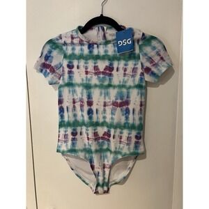 DSG Girls' Short Sleeve One Piece Swimsuit Tide Dye Size Large MSRP $30